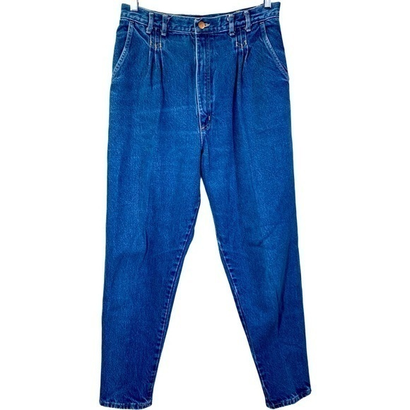 Vintage High Rise Pleated Straight Leg‎ Jeans - Picture 1 of 10